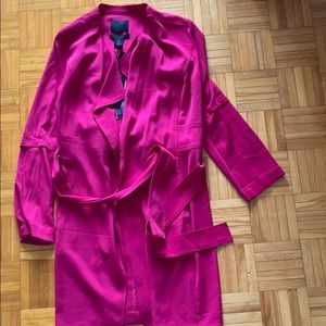 Bright pink light trench with waist tie size M